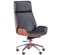 Nest Dream - Silla de oficina con madera de nogal y tapizada en piel italiana - Nordic Black