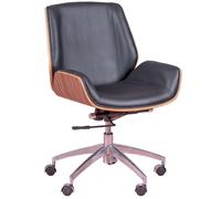Nest Dream - Silla de oficina con madera de nogal y tapizada en piel italiana - Nordic Black