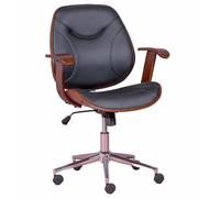Nest Dream - Silla de oficina de diseño con madera de nogal y tapizada en polipiel - Nordic Black
