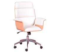 Nest Dream - Silla de oficina para ejecutivos en madera de arce y tapizada en polipiel - Nordic S White