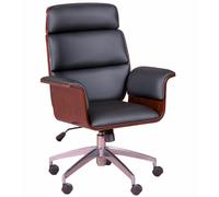 Nest Dream - Silla de oficina para ejecutivos en madera de nogal y tapizada en polipiel - Nordic S Black
