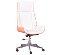Nest Dream - Silla oficina con respaldo alto en madera arce y tapizada en polipiel - Nordic S White