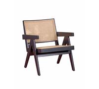 Nest Dream - Sillón clásico con reposabrazos en madera de teca y ratán natural - Compass Black