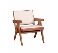Nest Dream - Sillón clásico con reposabrazos en madera de teca y tejido bouclé - Compass White