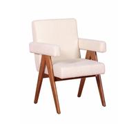 Nest Dream - Sillón rústico con reposabrazos en madera de teca y tejido bouclé - Compass White