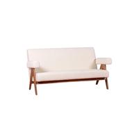 Nest Dream - Sofá vintage en madera de teca y tapizado en boucle - Daneu White