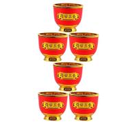 NESTINGHO 6 Copas de Plástico para Uso Ceremonial Diseño Liso y Forma Redonda, Tazones de Almacenamiento para Templo y Hogar, Pack de 6 Unidades