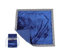 NESTINGHO Mantel Práctico y Conveniente de Tarot Azul de Terciopelo 66x66cm con Bolsa para Naipes para Adivinación y Lectura de Naipes