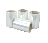 Net4Client 4 x Paquete Stretch Wrap Rolls Clear Cajas de Embalaje de Paquetes Wrap Cling Film String Rolls Paquete de Embalaje rápido y Resistente Película Transparente 100mm 150m Fi38 23µm