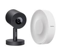 Netatmo Cámara Inteligente de Interior Advance + Sirena Inteligente de Interior - Reconocimiento Facial Optimizado por IA, Audio Bidireccional, Ángulo Amplio de 130°, 2K HDR, 30 fps, Zoom X16, 2x SD -