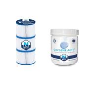 NETSPA Pack de mantenimiento Spa, 3 cartuchos de filtración y 20 pastillas de oxígeno activo, tratamiento universal