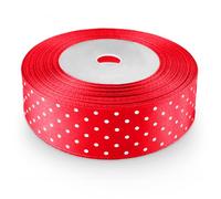 Netuno 1 cinta de raso con lunares rojos de 25 mm x 22 m cinta decorativa de tela con lunares para bodas comuniones bautizos regalos embalaje flores decoración manualidades
