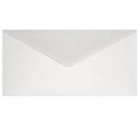 Netuno 100 sobres largos blancos nacarados DIN DL 110x220mm 120g Aster Metallic White solapa engomada puntiaguda sin ventana metalizados americanos para invitaciones tarjetas boda facturas folleto