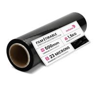 Netuno 1x rollo de film estirable negro 1,5 kg peso ancho 50 cm espesor 23 µm lámina elástica película de polietileno retráctil para embalar paletas paquetes cajas mudanzas transporte almacenaje