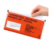 Netuno 250 bolsas portadocumentos largos rojas 131 x 239 mm autoadhesivos con impresión de albarán factura fundas adhesivas para documentos de envío facturas devoluciones cajas embalaje transporte