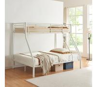 [neu.haus] Litera de Metal Sortland Cama para 3 Personas Cama Infantil con Somier Barandilla y Escalera Literas Juveniles Acero 210 x 149 x 166 cm - Blanco