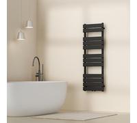 [neu.haus] Radiador Toallero Mural Secatoallas con 12 Lamas Calentador de Toallas Conexión Inferior Modo Agua Caliente para Espacios Reducidos Acero 120 x 40 cm - Negro