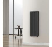 [neu.haus] Radiadores de Panel Doble Capa Radiador de Diseño Plano Calefactor de Baño Salón de Agua Caliente de Pared Conexión Inferior Central 1140W Acero 120 x 45 cm - Negro