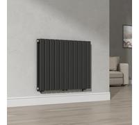 [neu.haus] Radiadores de Panel Doble Capa Radiador de Diseño Plano Calefactor de Baño Salón de Agua Caliente de Pared Conexión Inferior Central 1097W Acero 60 x 80 cm - Negro