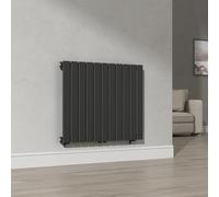 [neu.haus] Radiadores de Panel Monocapa Radiador de Diseño Plano Calefactor de Baño Salón de Agua Caliente de Pared Conexión Inferior Central 616W Acero 60 x 80 cm - Negro