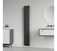 [neu.haus] Radiadores de Panel Monocapa Radiador de Diseño Tubular Calefactor de Baño Salón de Agua Caliente de Pared Conexión Inferior Central 438W Acero 160 x 24 cm - Negro