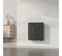 [neu.haus] Radiadores de Panel Monocapa Radiador de Diseño Tubular Calefactor de Baño Salón de Agua Caliente de Pared Conexión Inferior Central 449W Acero 60 x 60 cm - Negro