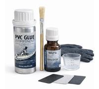NEUFIX Kit Reparación PVC Profesional - Pegamento PVC 2 Componentes para Zodiac, Paddle Surf, Kayak y Hinchables - Incluye Parches, Pincel, Vaso, Guantes y Toallita (125 ml)