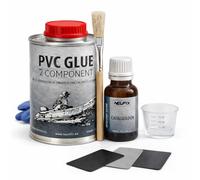 NEUFIX Kit Reparación PVC Profesional - Pegamento PVC 2 Componentes para Zodiac, Paddle Surf, Kayak y Hinchables - Incluye Parches, Pincel, Vaso, Guantes y Toallita (500 ml)