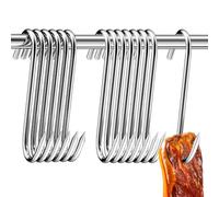 NEUSID Ganchos para carne, 20 ganchos para ahumar en forma de S, gancho de carnicero de acero inoxidable, gancho de metal resistente para colgar tocino, jamón, asado, pato, cocina, barbacoa
