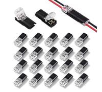 Nevoluxer 20 Piezas Conectores Eléctricos de 2 Pines, Conectores de Cable sin Pelar 18-22 AWG, Conexión Rápida, Duradero y Reutilizable, para Hogar y Automoción