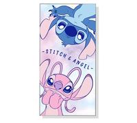 New Import - Toalla de playa de Stitch & Angel, diseño Disney, azul y rosa, tema Lilo & Stitch