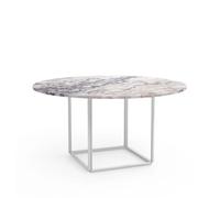 New Works Mesa de comedor Florence redonda mármol viola blanco. ø145 cm. soporte blanco