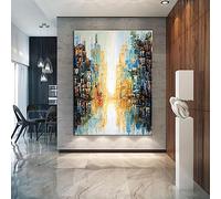 New York City Modern Wall Art Decor Gran Paisaje Urbano Pintura Abstracta Sobre Lienzo Wall City Skyline Abstract Home Decor 80x135cm/31x53in Sin Marco