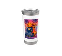 New York Teddy Bear Outfit, I Love New York, New York City Vaso térmico de acero inoxidable de doble pared