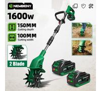 NEWBENY Cultivador Eléctrico de Doble Cuchilla, Cortacésped, Rotocultivador, Herramienta de Jardinería para Cultivo de Suelo, Compatible con Batería Makita de 21V Without Battery