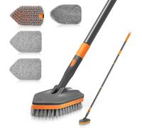 NEWE Cepillo Limpieza Ducha con Mango Largo 142 cm, 4 en 1 Cepillo Barrendero para Limpiar Baño Bañera Suelo Zócalo Fregadero Cocina Inodoro