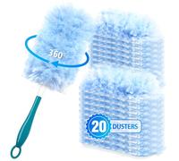 NEWE Kit Plumero Atrapapolvo para Swiffer, 20 Duster y 1 Mango Recambios para Limpiar 360 Grados los Muebles de la Estantería de Persianas