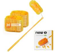 NEWE Kit Plumero Atrapapolvo para Swiffer, 20 Duster y 1 Mango Telescopico Extensible, Kit de Limpieza de 360 Grados los Muebles de la Estantería de Persianas