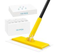 NEWE Mopa Limpiador En Seco Y Húmedo Kit, Mopa Limpieza 2 en 1 para Swiffer 10 Paños para Barrer en Seco y 10 Paños para Fregona Húmeda, Plumero Desechable para Limpiar