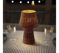 newgarden Lámpara De Mesa Inalámbrica Recargable De Fibra Natural, LED Blanco Cálido 3000K, Mando A Distancia, IP54, 38 cm - Lola 40 Nature (Batería recargable (Luz cáliida))