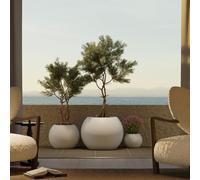 newgarden - Macetero Redondo para Plantas y Flores Dalia Muy Resistente al Exterior Tamaños Disponibles. Incluye Reserva y Drenaje de Agua. Hecho de Polietileno en España
