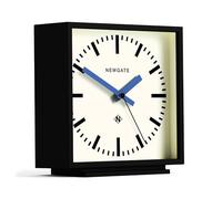 NEWGATE® Amp Reloj de Escritorio | Diseño Cuadrado del Reloj de estación | Caja Negra con manecillas Azules | Estilo Moderno para Escritorio, encimera, repisa, estantería o mesilla