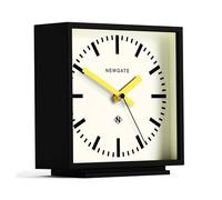 NEWGATE® Amp Reloj de Escritorio | Diseño Cuadrado del Reloj de estación | Caja Negra con Manos Amarillas | Estilo Moderno para Escritorio, encimera, repisa, estantería o mesilla