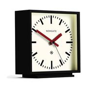 NEWGATE® Amp Reloj de Escritorio | Diseño Cuadrado del Reloj de estación | Caja Negra con Manos Rojas | Estilo Moderno para Escritorio, encimera, repisa, estantería o mesilla