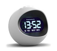 NEWGATE® Centre of The Earth Despertador | Reloj LCD Digital Retro Redondo | Blanco | Ideal para la mesilla, Escritorio o estantería | Accesorio Retro para dormitorios y oficinas