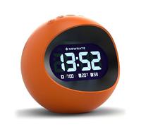 NEWGATE® Centre of The Earth Despertador | Reloj LCD Digital Retro Redondo | Naranja | Ideal para la mesilla, Escritorio o estantería | Accesorio Retro para dormitorios y oficinas