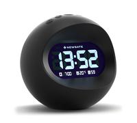 NEWGATE® Centre of The Earth Despertador | Reloj LCD Digital Retro Redondo | Negro | Ideal para la mesilla, Escritorio o estantería | Accesorio Retro para dormitorios y oficinas
