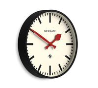 NEWGATE® Universal Reloj de Pared | Gran Reloj de estación Moderno | 43cm | Negro | Caja de metal profunda | Esfera de marcadores vintage | Estilo mid-century para cocina, salón u oficina