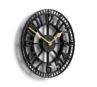 NEWGATE® Warehouse Reloj de Pared | Reloj Esqueleto | 40cm | Negro & latón | Estilo vintage contemporáneo para cocina, salón u oficina