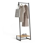 Newlux - Burro Ropa Resistente Hasta 24kg Hangy One 20 Con Zapatero. Perchero Burro Ropa Metálico con Gran Estabilidad | Fácil Montaje | Base Antirayaduras | Diseño Compacto (50x40x160cm) | Negro